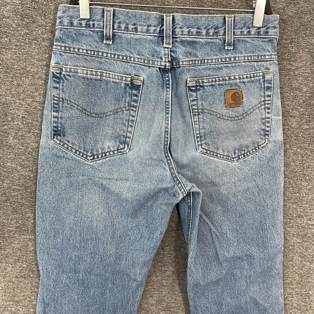 Carhartt B1 DST Jeans Mens 32x30 Blue Traditional Fit Straight Distressed Denim